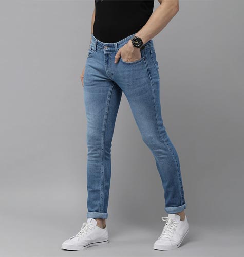 Men Blue Tapered Fit Low-Rise Light Fade Stretchable Jeans
